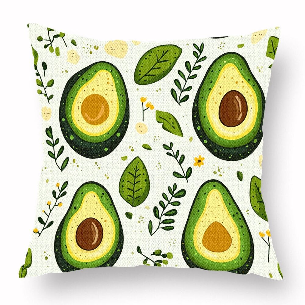 2087 Avocados Pattern Designs Throw Pillow Covers 18x18 Inch Linen Square